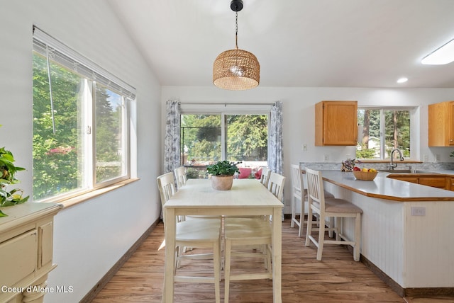 7560 W Sunrise St, Rathdrum, ID 83858 - dining space featuring plenty of natural light, light wood-style floors, and vaulted ceiling