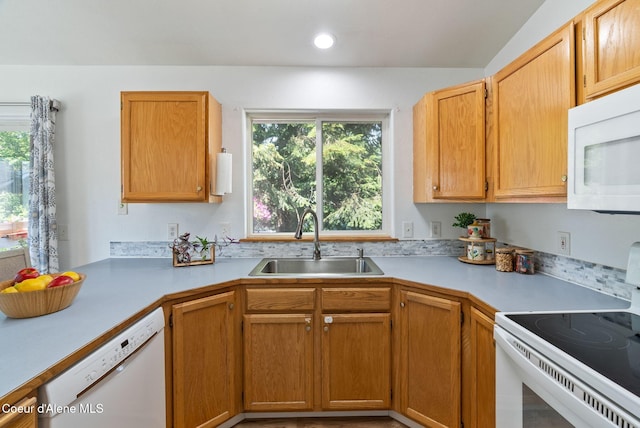 7560 W Sunrise St, Rathdrum, ID 83858 - kitchen with white appliances, light countertops, and recessed lighting