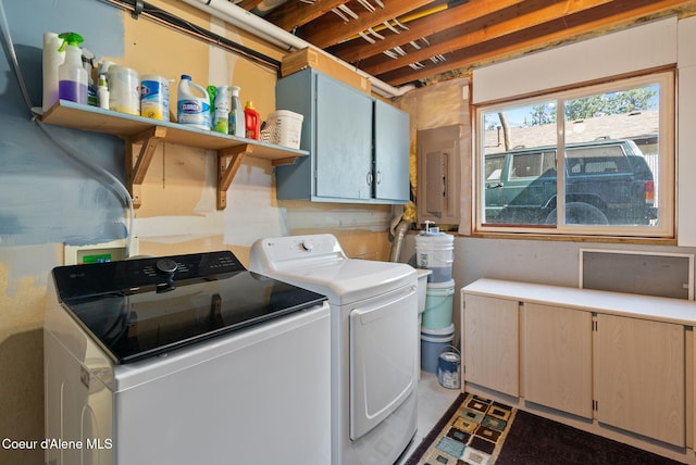 7560 W Sunrise St, Rathdrum, ID 83858 - washroom with washer and dryer, electric panel, and cabinet space