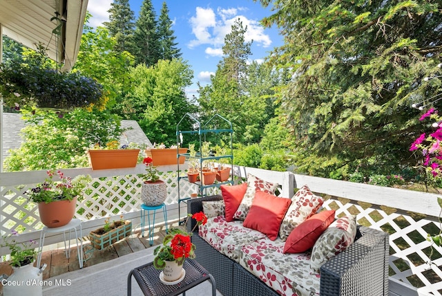 7560 W Sunrise St, Rathdrum, ID 83858 - view of patio with an outdoor hangout area