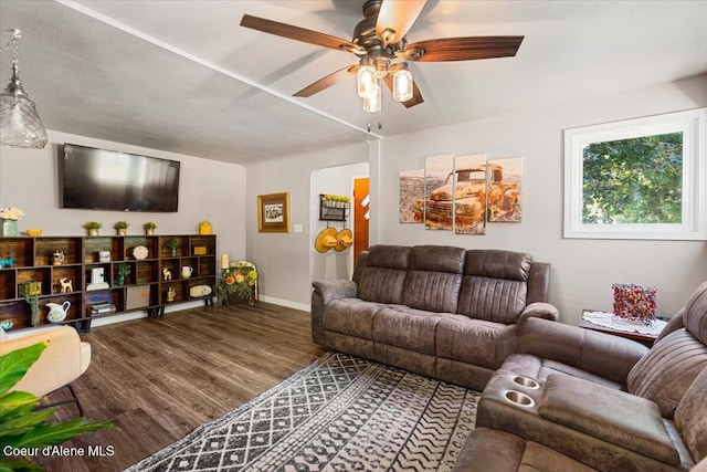 1318 N 10th St, Coeur Dalene, ID 83814 - living area with a ceiling fan and wood finished floors