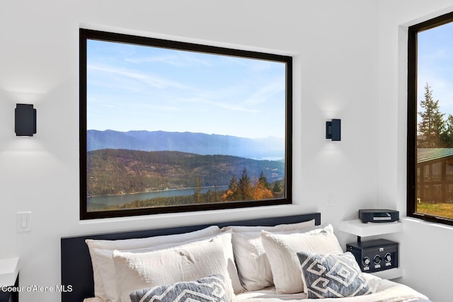 1376 Less Traveled Rd, Sagle, ID 83860 - bedroom featuring a mountain view