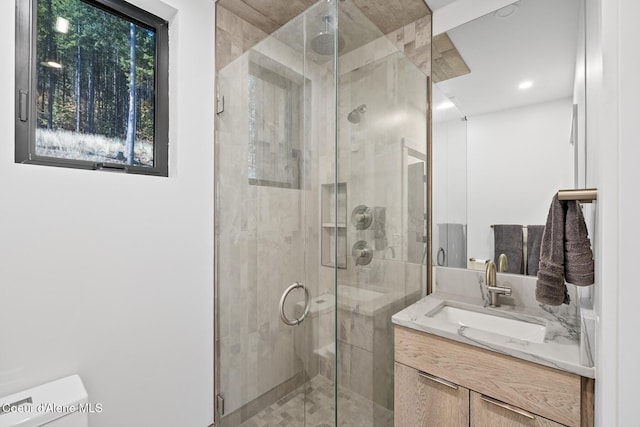 1376 Less Traveled Rd, Sagle, ID 83860 - bathroom with vanity and a stall shower