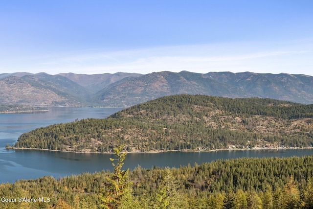 1376 Less Traveled Rd, Sagle, ID 83860 - view of mountain backdrop featuring a heavily wooded area and a nearby body of water