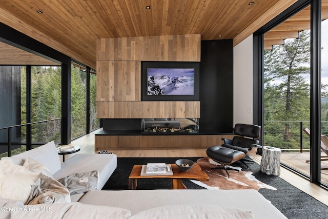 5 Crystal Springs Ct, Sandpoint, ID 83864 - home theater room with wood ceiling, wood finished floors, and wooden walls
