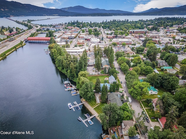 5 Crystal Springs Ct, Sandpoint, ID 83864 - aerial view of property and surrounding area with a water and mountain view and a notable bridge