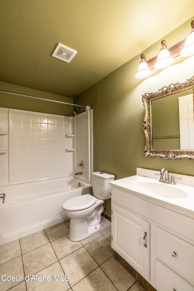 405 W 22nd Ave, Post Falls, ID 83854 - full bathroom featuring vanity, bathtub / shower combination, tile patterned flooring, and a textured ceiling