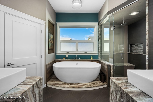 1222 W Tamarindo Ln, Hayden, ID 83835 - full bath with a shower stall and a freestanding bath
