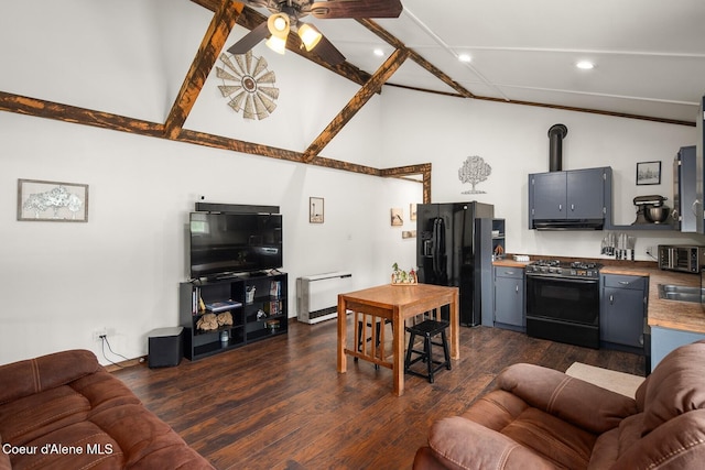 4119 Colburn Culver, Sandpoint, ID 83864 - living room with ceiling fan, dark wood-style floors, and recessed lighting