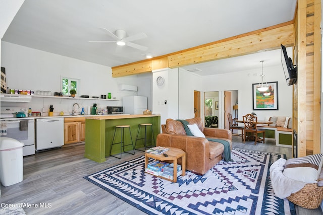 279 Birch Ave, Ponderay, ID 83852 - living room featuring wood finished floors and ceiling fan