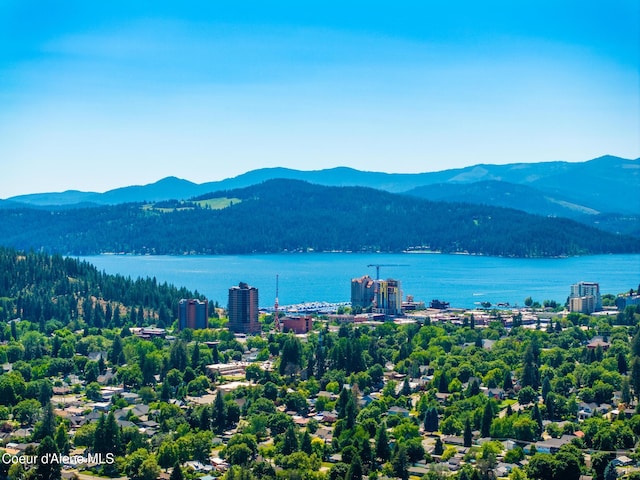 1623 E Boyd Ave, Coeur Dalene, ID 83814 - bird's eye view of a water and mountain view and a heavily wooded area