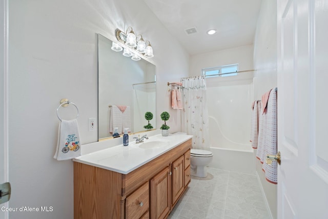 182 Sunnyside Rd, Sandpoint, ID 83864 - bathroom with vanity, shower / bath combination with curtain, and tile patterned flooring