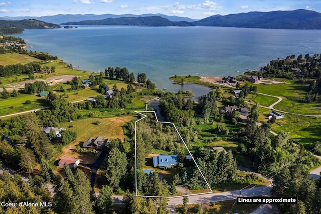 182 Sunnyside Rd, Sandpoint, ID 83864 - view of property location featuring a water and mountain view and property boundaries highlighted