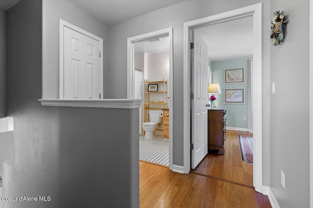 2682 W Iago St, Post Falls, ID 83854 - hall featuring wood finished floors and baseboards