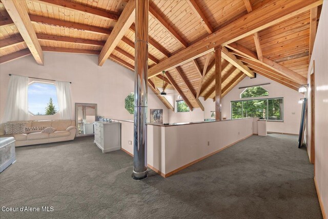 299 Oak Ter, Cocolalla, ID 83813 - unfurnished living room with carpet and wood ceiling