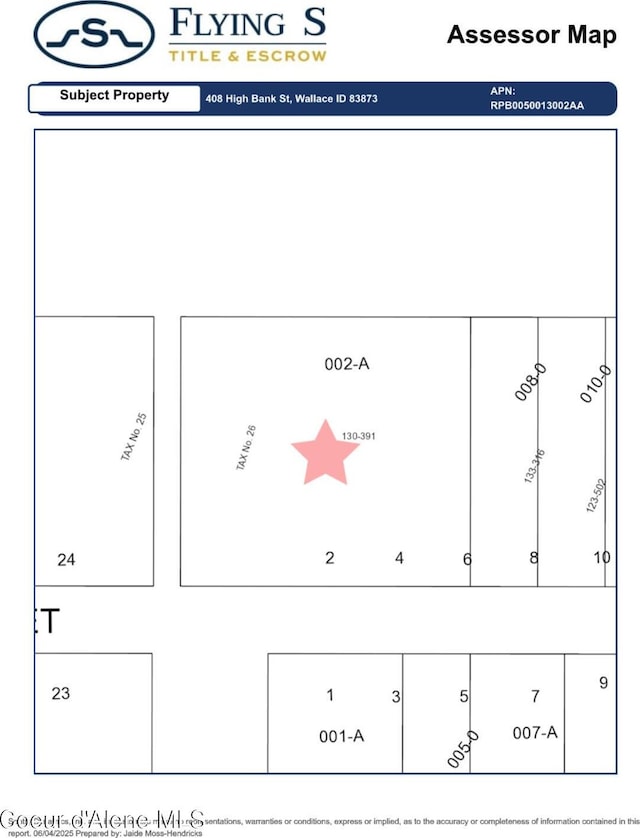 408 High Bank St, Wallace, ID 83873 - view of a document
