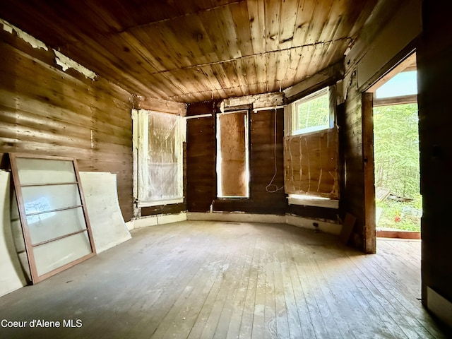 408 High Bank St, Wallace, ID 83873 - spare room with wooden ceiling, hardwood / wood-style floors, and wooden walls