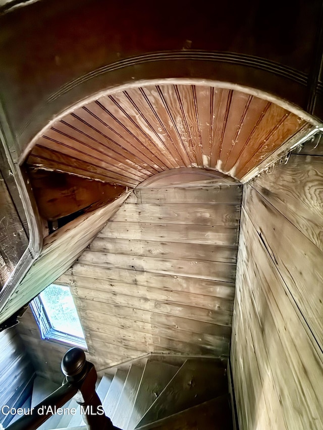 408 High Bank St, Wallace, ID 83873 - detailed view of wooden walls, wood ceiling, and a sauna / steam room