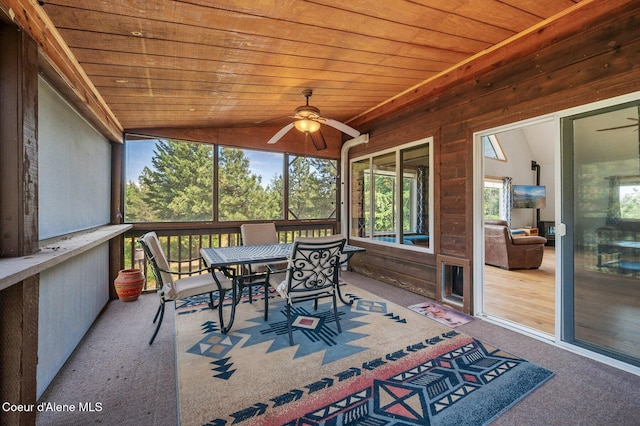 9067 W Coeur D Alene Dr, Spirit Lake, ID 83869 - sunroom with ceiling fan, outdoor dining space, and vaulted ceiling
