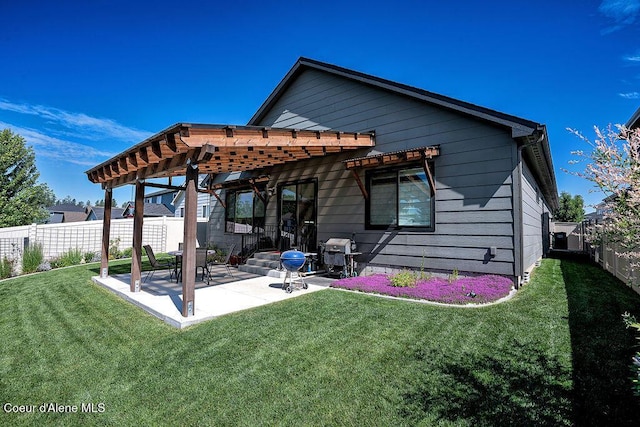 2052 W Bernard Dr, Coeur Dalene, ID 83815 - rear view of house with a pergola, a patio area, and a fenced backyard