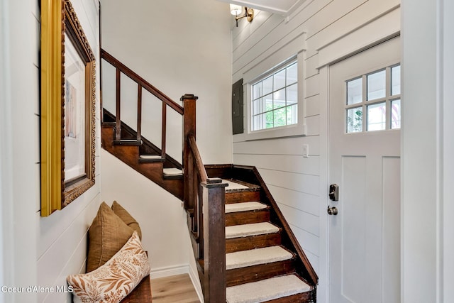 917 N Boyer Ave, Sandpoint, ID 83864 - staircase featuring electric panel and wood finished floors