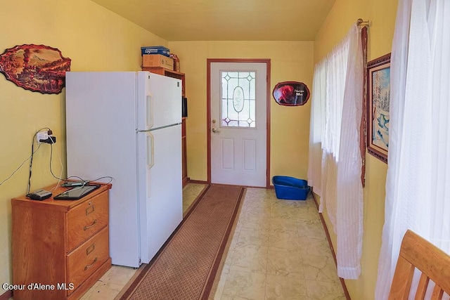164 W Fork Pine Creek Rd, Pinehurst, ID 83850 - kitchen featuring freestanding refrigerator and light flooring