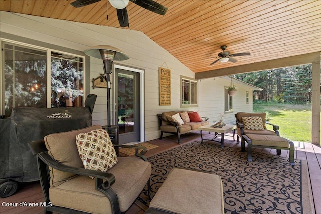 438 Berry Hl, Cocolalla, ID 83813 - view of patio / terrace featuring a ceiling fan and an outdoor living space