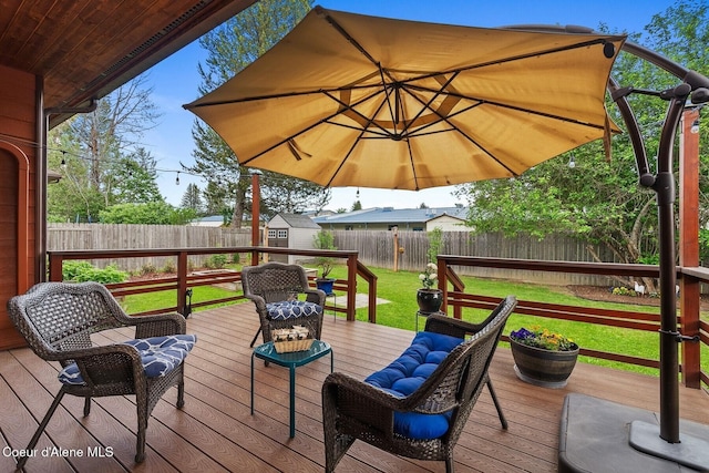 1625 Sequoia, Sandpoint, ID 83864 - deck with a fenced backyard and a shed