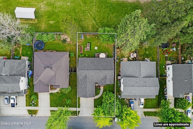 1625 Sequoia, Sandpoint, ID 83864 - aerial perspective of suburban area featuring property boundaries highlighted