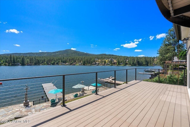 1922 E Rodkey Dr, Post Falls, ID 83854 - dock area featuring a water and mountain view and a view of trees