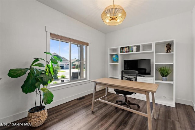 3811 N Foxtail Rd, Post Falls, ID 83854 - office space featuring a chandelier and dark wood finished floors