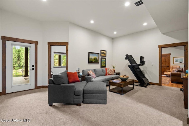 11667 N Eastshore Dr, Hayden, ID 83835 - living area featuring light carpet and recessed lighting