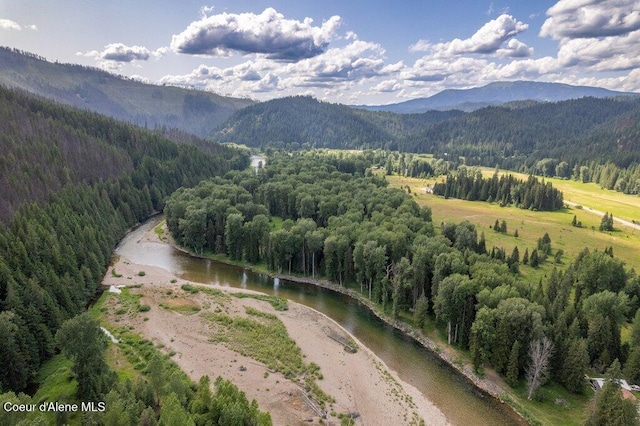 20264 Coeur Dalene River Rd, Kingston, ID 83839 - aerial view of a heavily wooded area and a water and mountain view