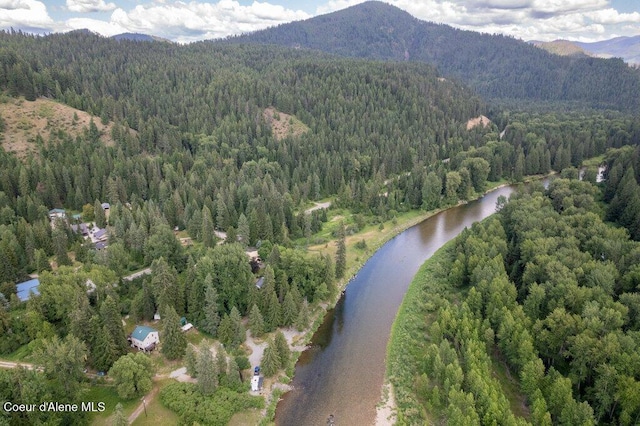 20264 Coeur Dalene River Rd, Kingston, ID 83839 - bird's eye view of a heavily wooded area and a water and mountain view