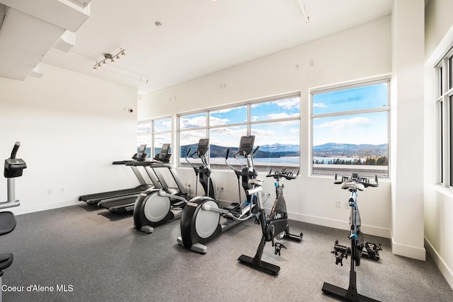201 N 1st St # 1006, Coeur Dalene, ID 83814 - workout area featuring rail lighting and baseboards