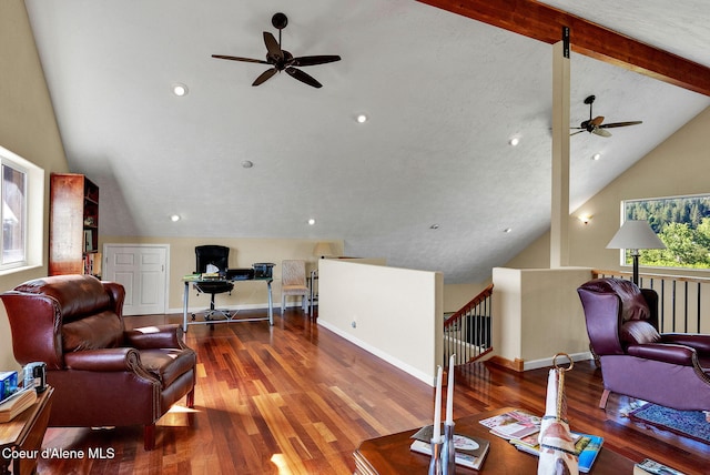 1600 Shepherd Rd, Saint Maries, ID 83861 - living room featuring ceiling fan, a desk, and wood finished floors