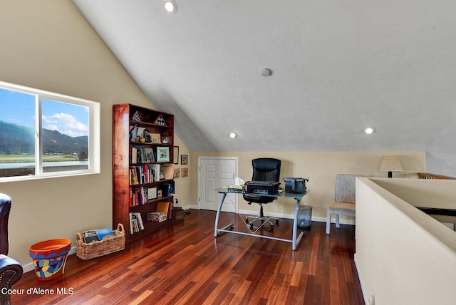 1600 Shepherd Rd, Saint Maries, ID 83861 - office with vaulted ceiling, wood finished floors, and recessed lighting