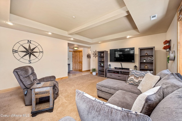 653 Dover Bay Pkwy Unit 101, Dover, ID 83825 - carpeted living room with recessed lighting and a raised ceiling