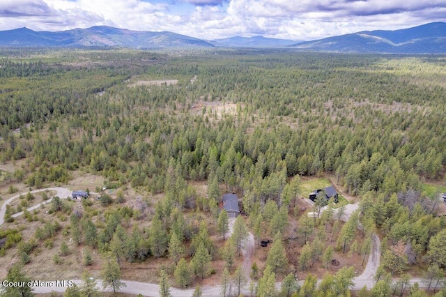 172 Wyatt Ln, Spirit Lake, ID 83869 - aerial overview of property's location with a heavily wooded area and a mountainous background