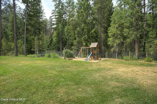 81 Mango St, Moyie Springs, ID 83845 - view of yard with a playground and a forest view