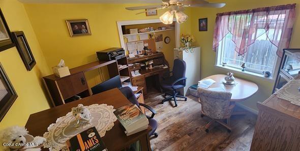 817 6th St, Kamiah, ID 83536 - home office with ceiling fan and wood finished floors