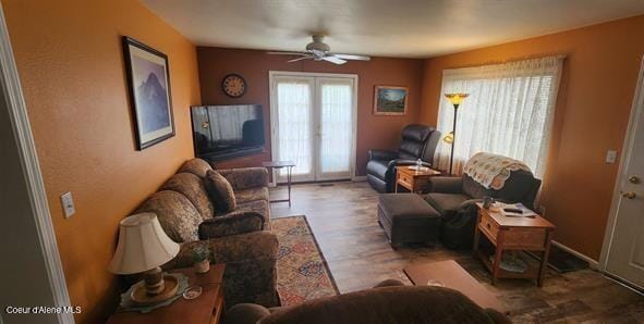 817 6th St, Kamiah, ID 83536 - living room with ceiling fan and wood finished floors