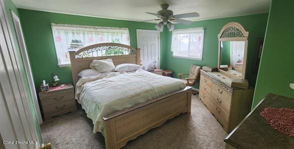 817 6th St, Kamiah, ID 83536 - bedroom featuring light colored carpet and a ceiling fan
