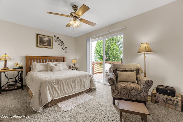 635 N Divot Ave, Post Falls, ID 83854 - bedroom featuring access to outside, carpet flooring, and ceiling fan
