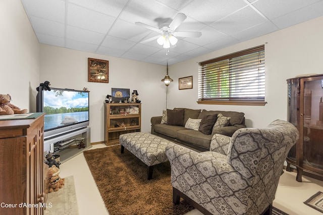 635 N Divot Ave, Post Falls, ID 83854 - living room featuring a drop ceiling and ceiling fan