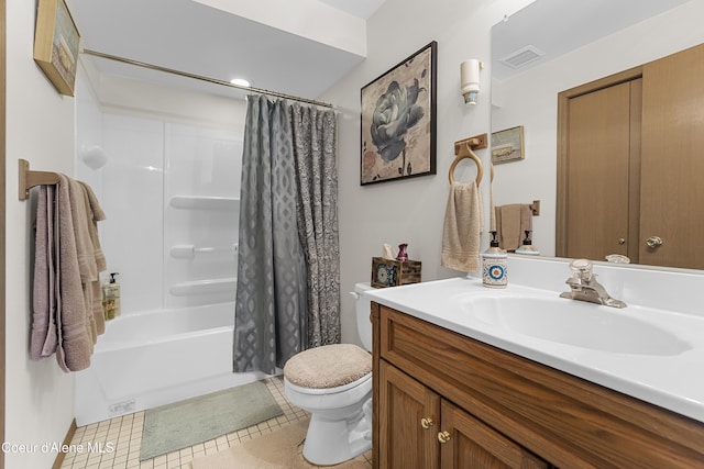 635 N Divot Ave, Post Falls, ID 83854 - full bathroom featuring vanity, tile patterned flooring, and shower / tub combo with curtain