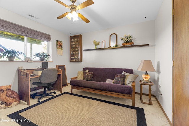 635 N Divot Ave, Post Falls, ID 83854 - office area featuring a ceiling fan and light tile patterned flooring