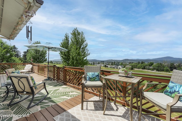 635 N Divot Ave, Post Falls, ID 83854 - wooden terrace featuring a mountain view