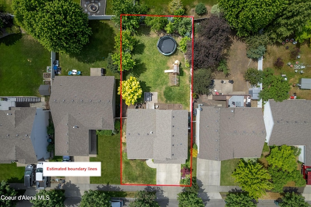 1817 N Chehalis St, Post Falls, ID 83854 - aerial view of property and surrounding area featuring property boundaries highlighted