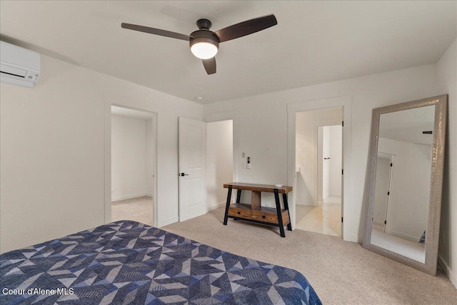 202 S 18th St, Coeur Dalene, ID 83814 - bedroom with carpet floors, a wall unit AC, and a ceiling fan
